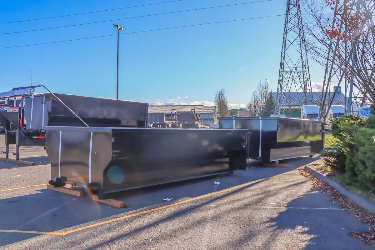 Roll-off dumpster ready for waste disposal at job site for 20 Yard Dumpster Rental in Brentwood